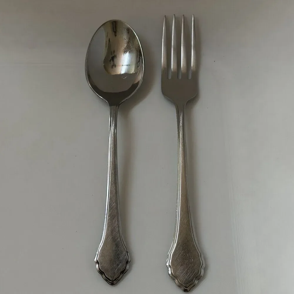 2pc Oneida Summer Mist-Autumn Glow Dinner Knife + Soup Spoon Stainless Deluxe